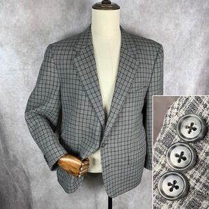 Corneliani Blazer Jacket Men 42S Gray Plaid Check Sport Coat Wool Italy Made